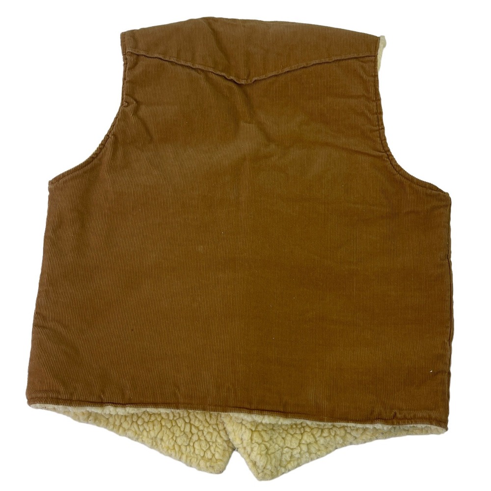 Vtg Sport Abouts By Big Yank Mens M Western Vest Brown Corduroy Button Pockets - Picture 4 of 11